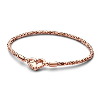 Bracelet Maille Cloutée Pandora Moments doré à l'or rose 585/1000e