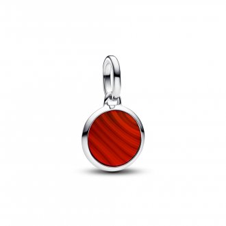 Mini charm médaillon gravable en verre de Murano rouge 