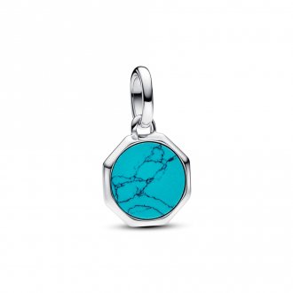 Mini médaillon pendant bleu azur gravable