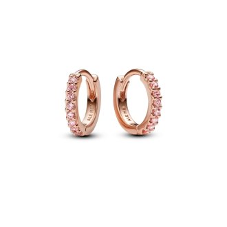 14k Rose gold-plated huggie hoop earrings with fancy fairy tale pink cubic zirconia