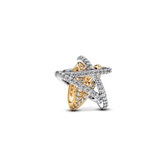 Star sterling silver and 14k gold-plated charm with clear cubic zirconia