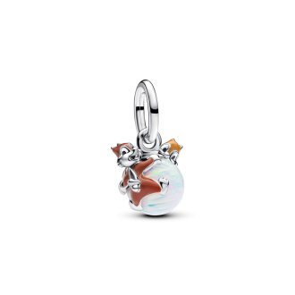 Disney Chip and Dale sterling silver dangle with white lab-created opal and brown enamel