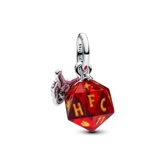 Project Red dice sterling silver dangle with red Murano glass and shimmering golden enamel