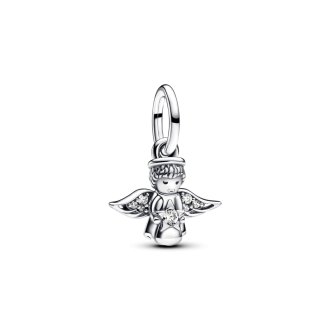 Angel sterling silver dangle with clear cubic zirconia