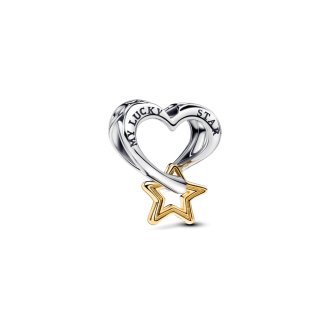 Heart and star sterling silver and 14k gold-plated charm