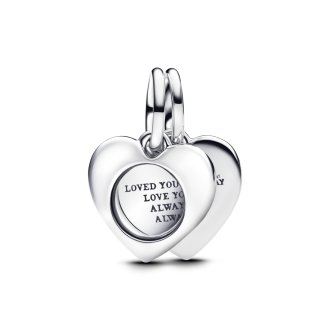 Charm Pendant Double Loupe Cœur Gravable