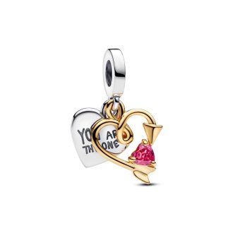 Charm Pendant Double Cœur & Flèche Gravable